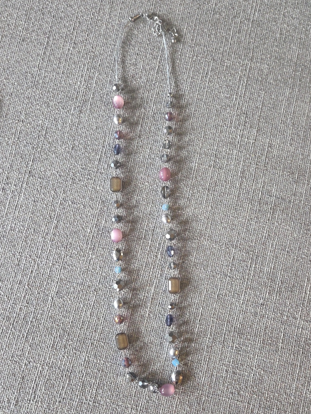 Delicate Pink & Silver Beaded Necklace